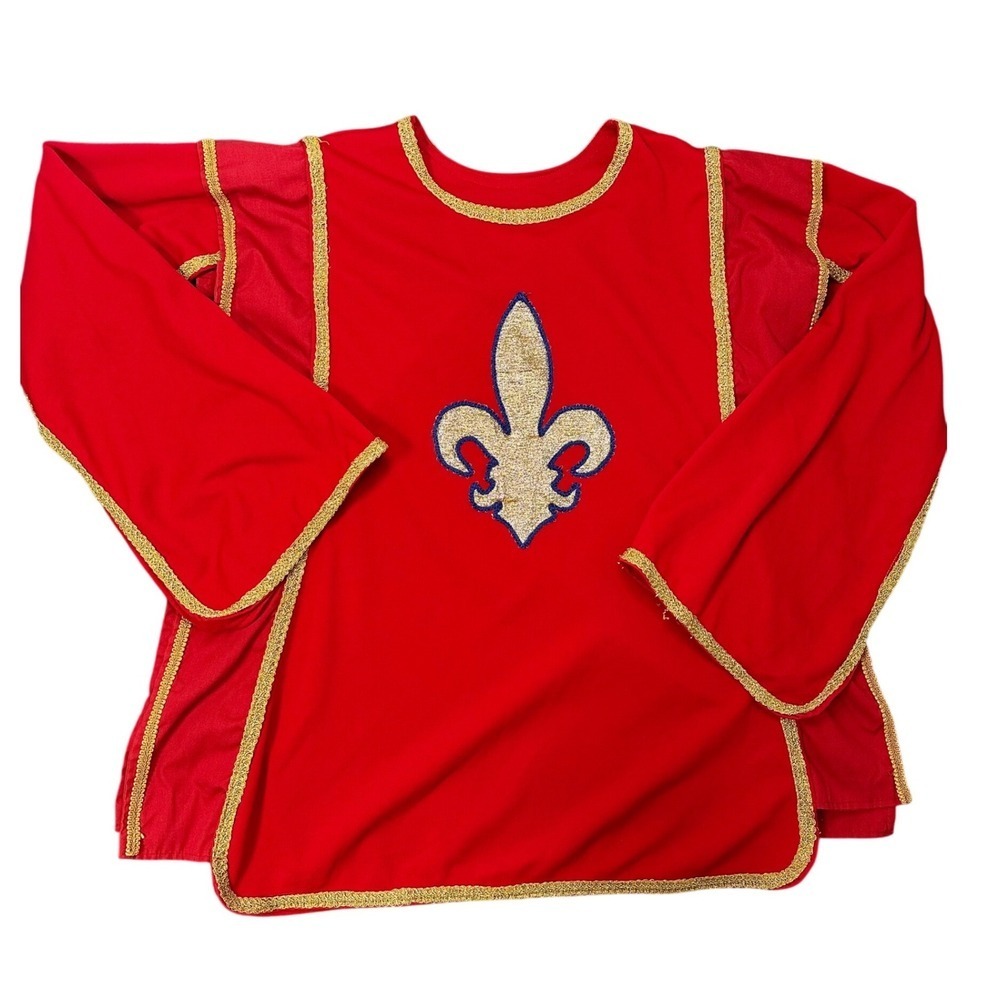 Two Vintage 80s Medieval Knight Musketeer Halloween Costumes Red Gold Tunics - Picture 3 of 13
